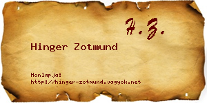 Hinger Zotmund névjegykártya